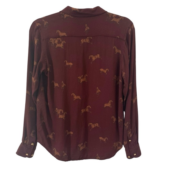 Vintage Lauren Ralph Lauren Horse Print Equestrian Button Down Shirt Size SP - Picture 5 of 9